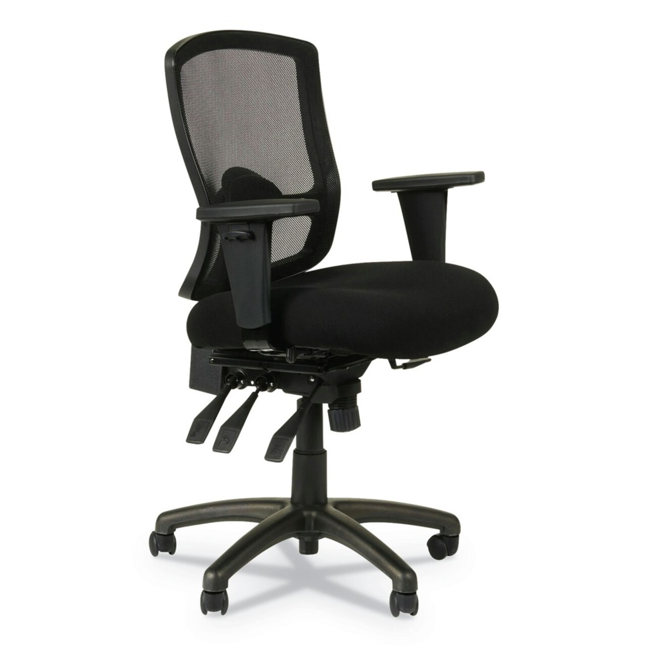 Alera Etros Series 17.16 in. to 20.86 in. Seat Height Mesh Mid-Back Petite Multifunction Chair - Black